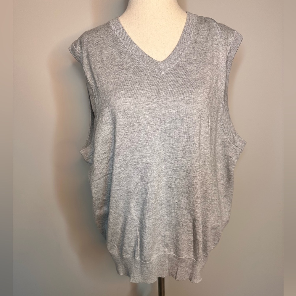 Sz L Brooks Brothers sweater vest supima cotton grey v neck